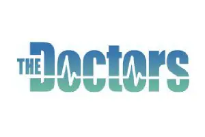 The doctors logo with a heartbeat symbol in blue.